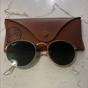 Ray-Ban Gold and Black Round Sunglasses